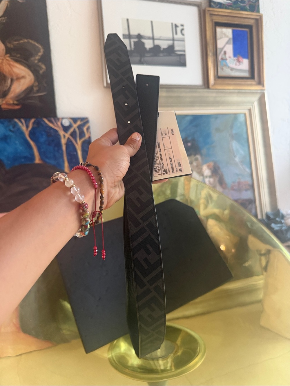 Fendi Black FF Logo Leather Belt